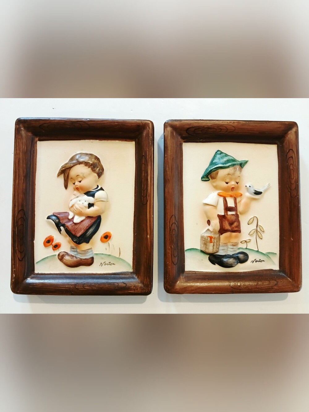 Vintage Ceramic Wall Plaques Pair - Home Accents